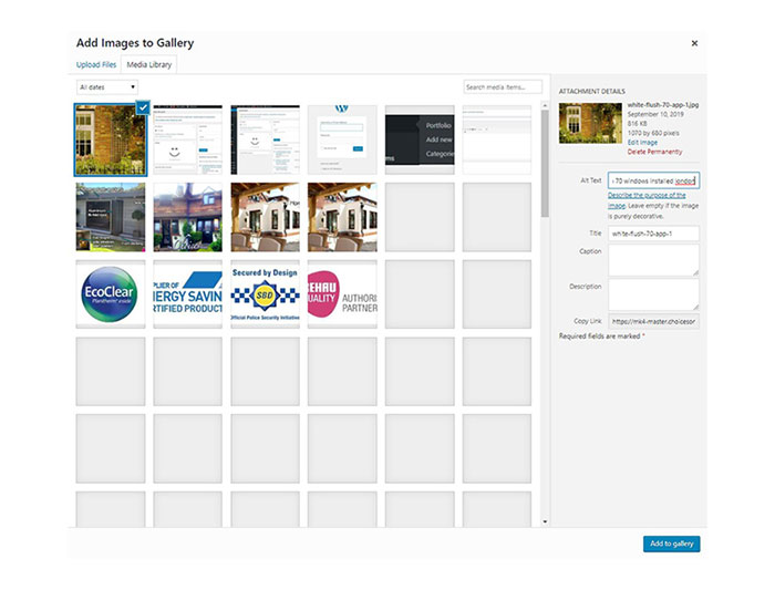 view of images on import to set